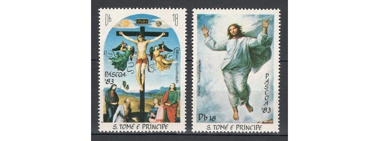 S.TOME E PRINCIPE 1983 - PICTURA RELIGIOASA RAPHAEL - SERIE DE 2 TIMBRE - NESTAMPILATA - MNH / pictura480